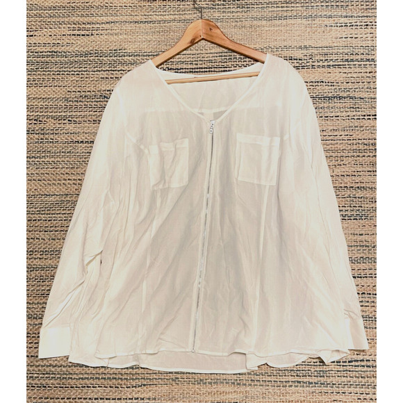 Soft Surroundings Womens Tunic Top Size 1X White Full Zip Modern Netural NWOT - Picture 1 of 10